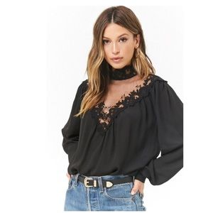Crochet Lace Chiffon Top